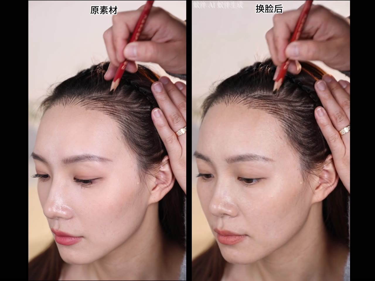 雍禾植发 AI 人物与发际线内容制作对比案例